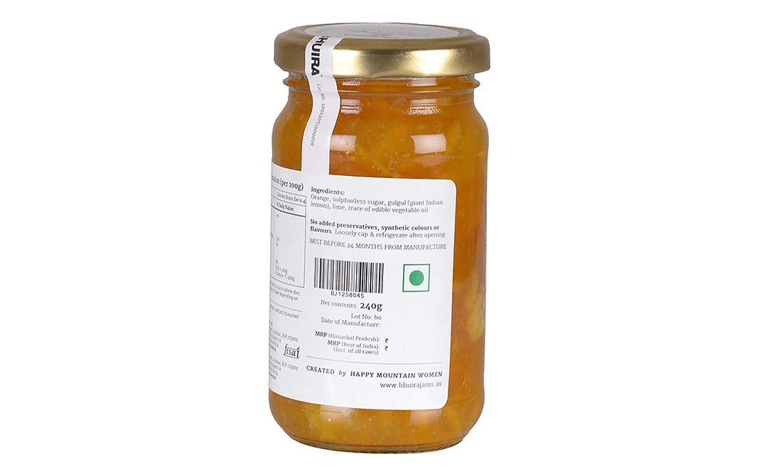 Bhuira Bitter Organe Marmalade    Glass Jar  240 grams